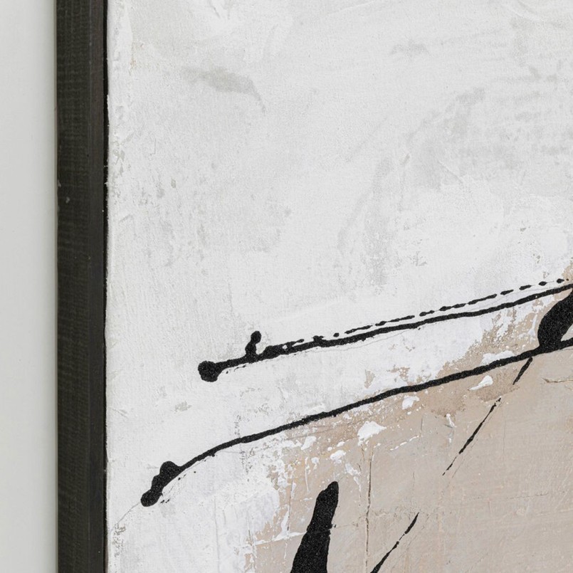 Wit, taupe en zwart abstract canvas - Dust - Kare Design