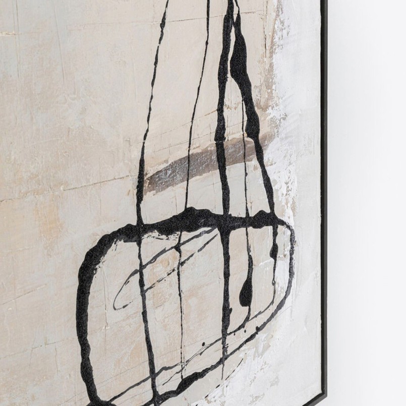 Wit, taupe en zwart abstract canvas - Dust - Kare Design