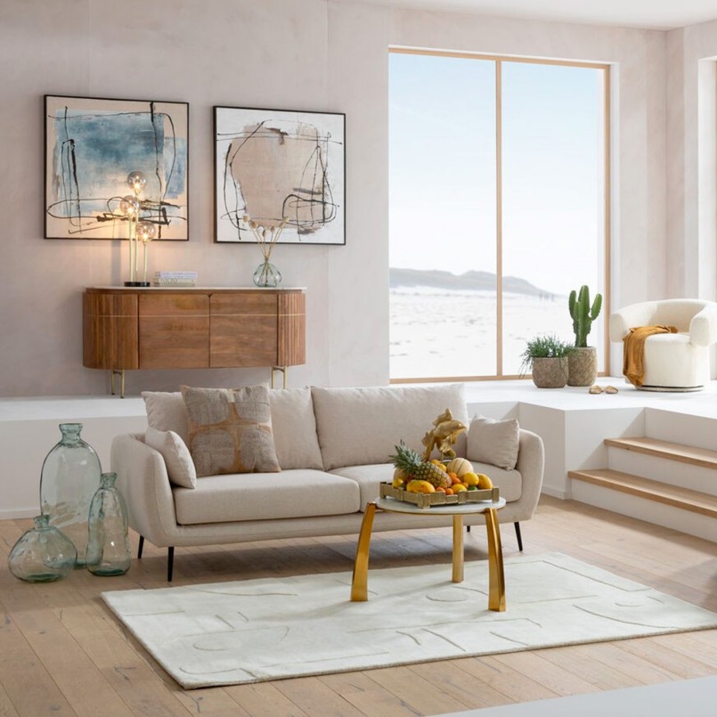 Wit, taupe en zwart abstract canvas - Dust - Kare Design