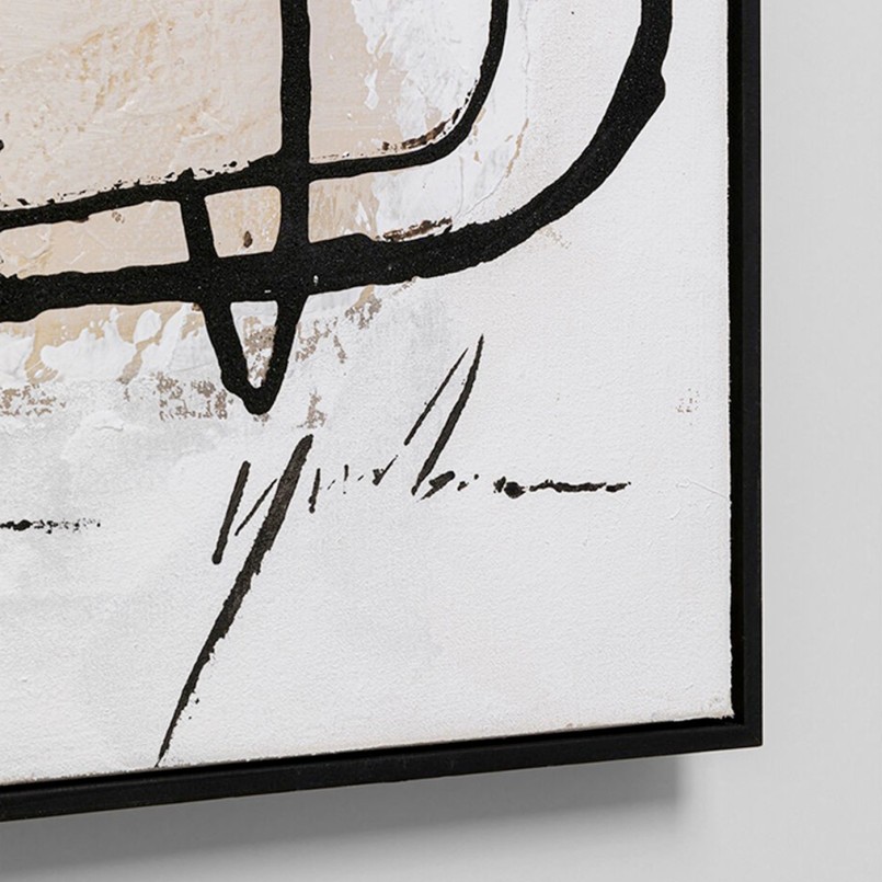 Wit, taupe en zwart abstract canvas - Dust - Kare Design