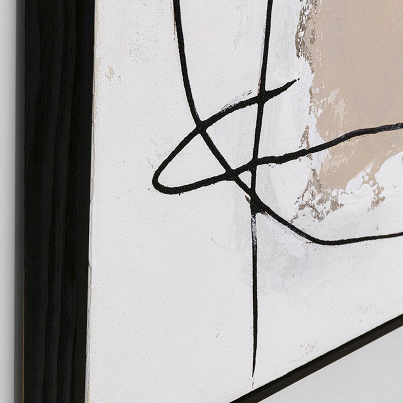 Wit, taupe en zwart abstract canvas - Dust - Kare Design