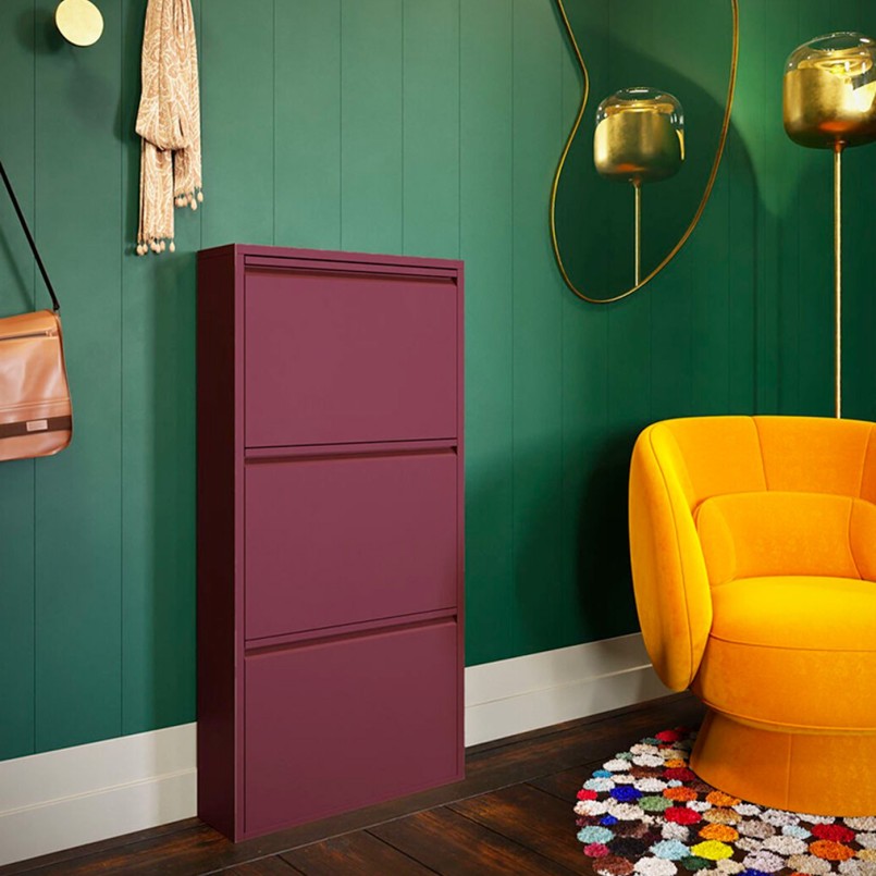 Schoenenkast Caruso paars 3 laden Kare Design