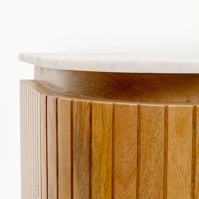 Buffet en manguier massif et marbre blanc - Grace - Kare Design
