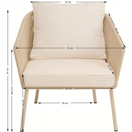 Fauteuil de jardin Elba crème Kare Design