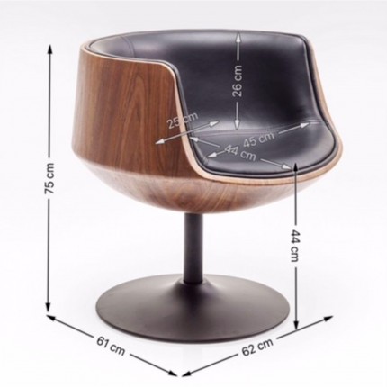 Swivel Armchair Club Walnut Kare Design