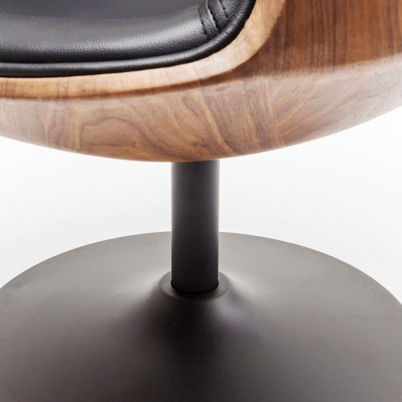 Retro swivel armchair walnut & leather - Vintage office chair & lounge