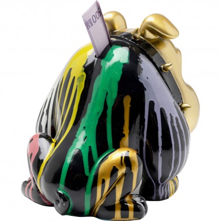 Tirelire chien féroce doré coulées de peinture 26cm Kare Design