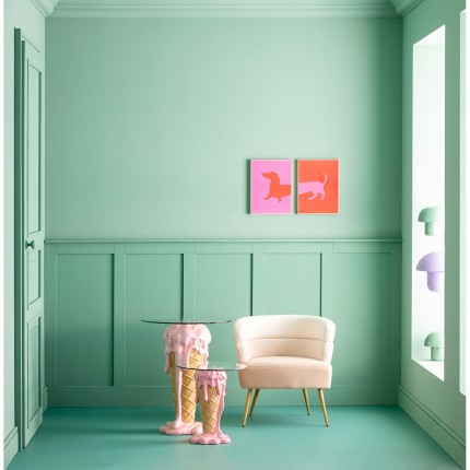 Schilderij teckel rood en roze (2/Set) Kare Design