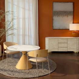 Chaise avec accoudoirs en simili et chêne - Cindy - Kare Design