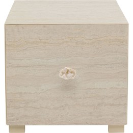 Chevet 1 tiroir en marbre minéral - Travertino - Kare Design