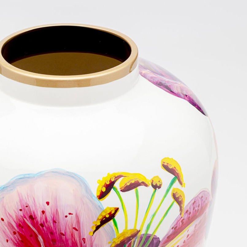 Vase lys roses sur fond blanc - Kare Design