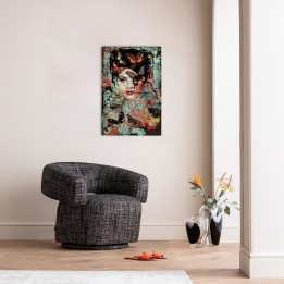 Tableau en verre femme papillons effet brisé - Kare Design