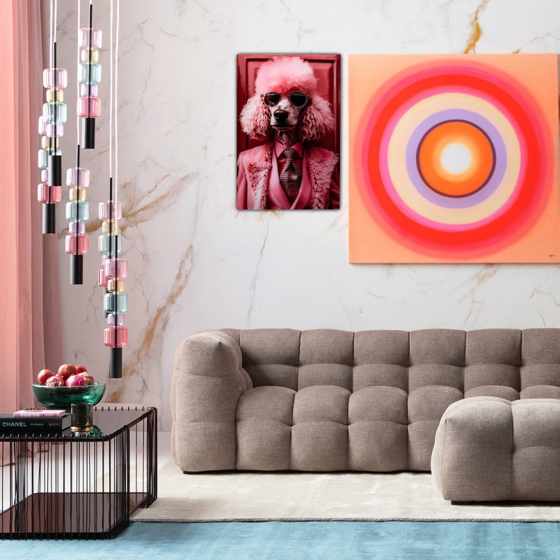 Tableau en verre caniche rose - Kare Design