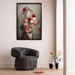 Tableau femme en kimono fleurs en relief - Kare Design