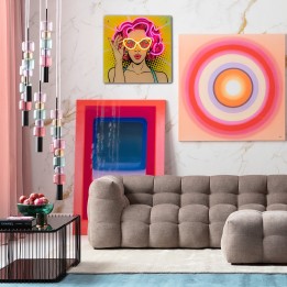 Tableau femme LED rose et jaune - Kare Design