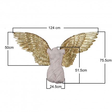Wall Decoration Woman Bust Golden Wings 124x71cm Kare Design