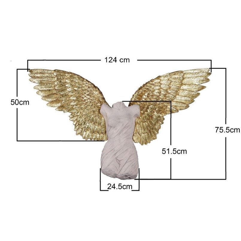 Déco murale buste de femme avec des ailes dorées - Kare Design