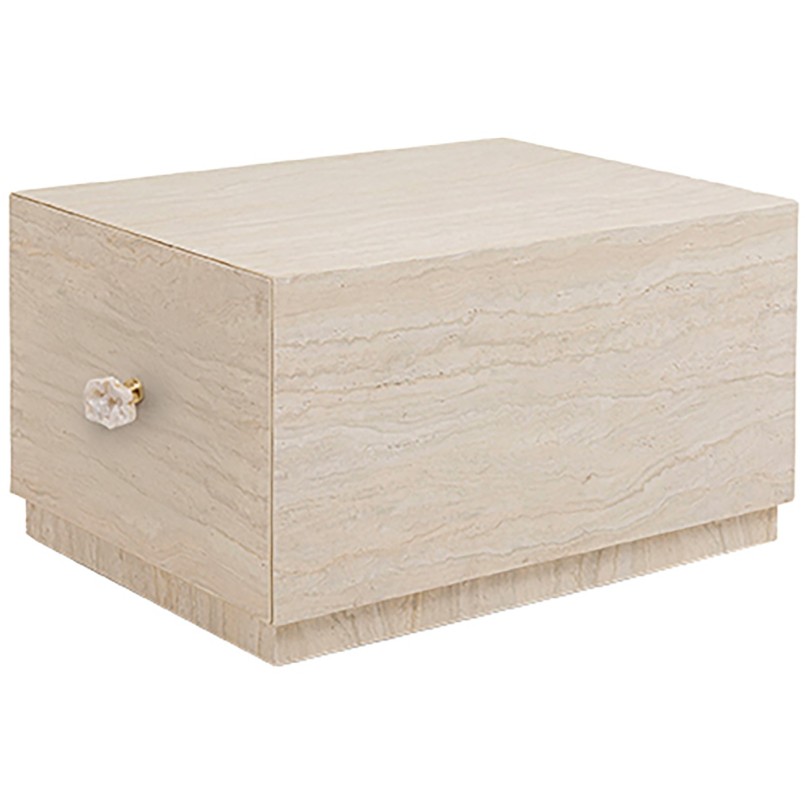 Table basse à tiroirs en marbre minéral - Travertino - Kare Design