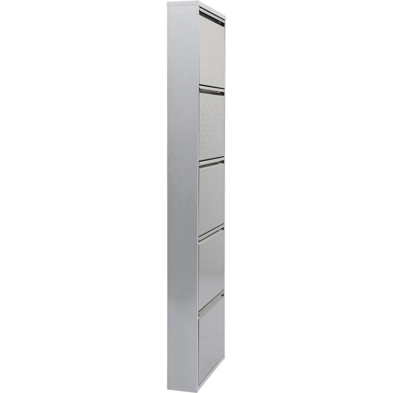 Shoe Container Caruso silver brushed 5 drawers Kare Design