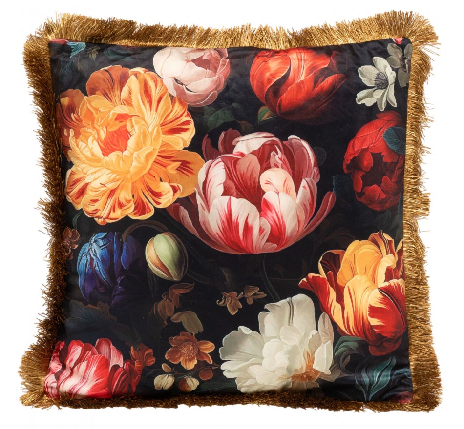Coussin à franges pivoines Kare Design