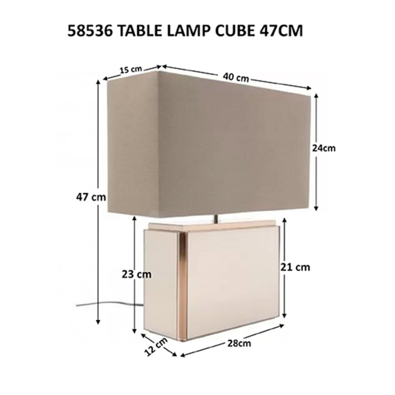 Lampe de table en coton et verre miroir - Cube - Kare Design