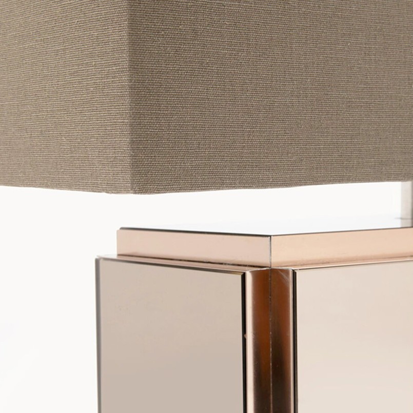 Lampe de table en coton et verre miroir - Cube - Kare Design