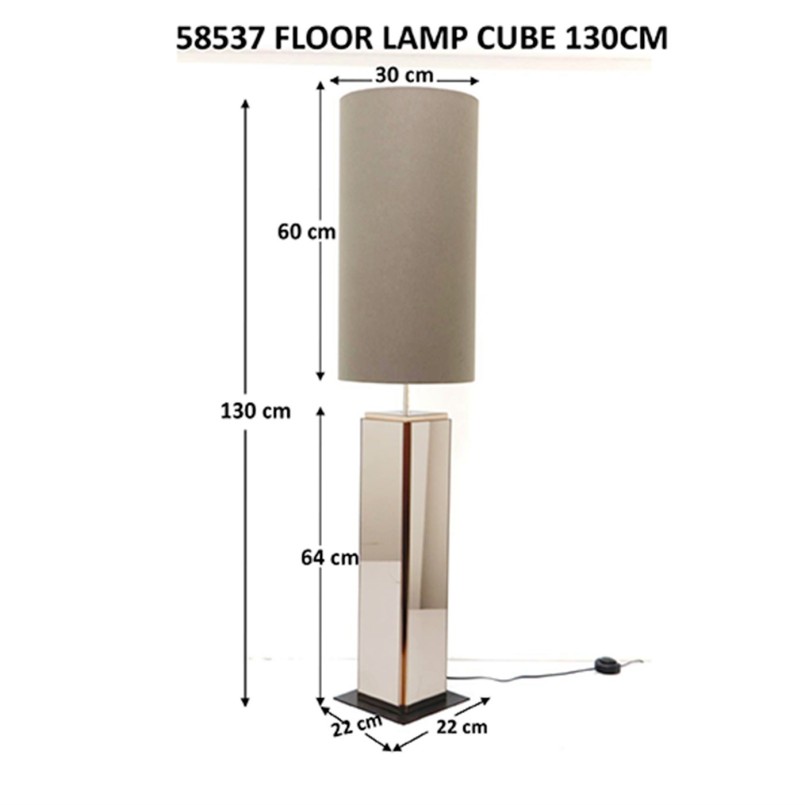 Lampadaire en coton et verre miroir - Cube - Kare Design