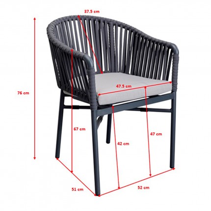 Chaise de jardin avec accoudoirs Santanyi grise Kare Design