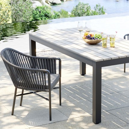 Chaise de jardin avec accoudoirs Santanyi grise Kare Design