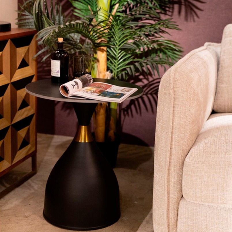 Table d'appoint ronde noire en grès - Wish - Kare Design