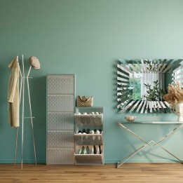 Shoe Container Caruso silver brushed 5 drawers Kare Design