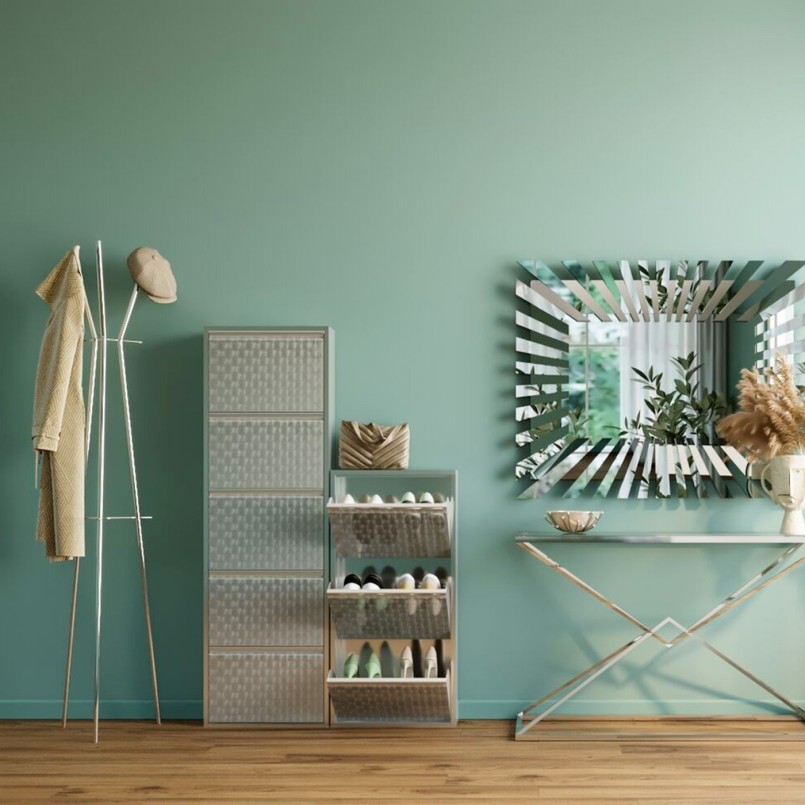 Shoe Container Caruso silver brushed 5 drawers Kare Design