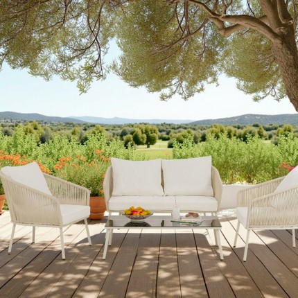 Salon de jardin Elba 4 places crème Kare Design