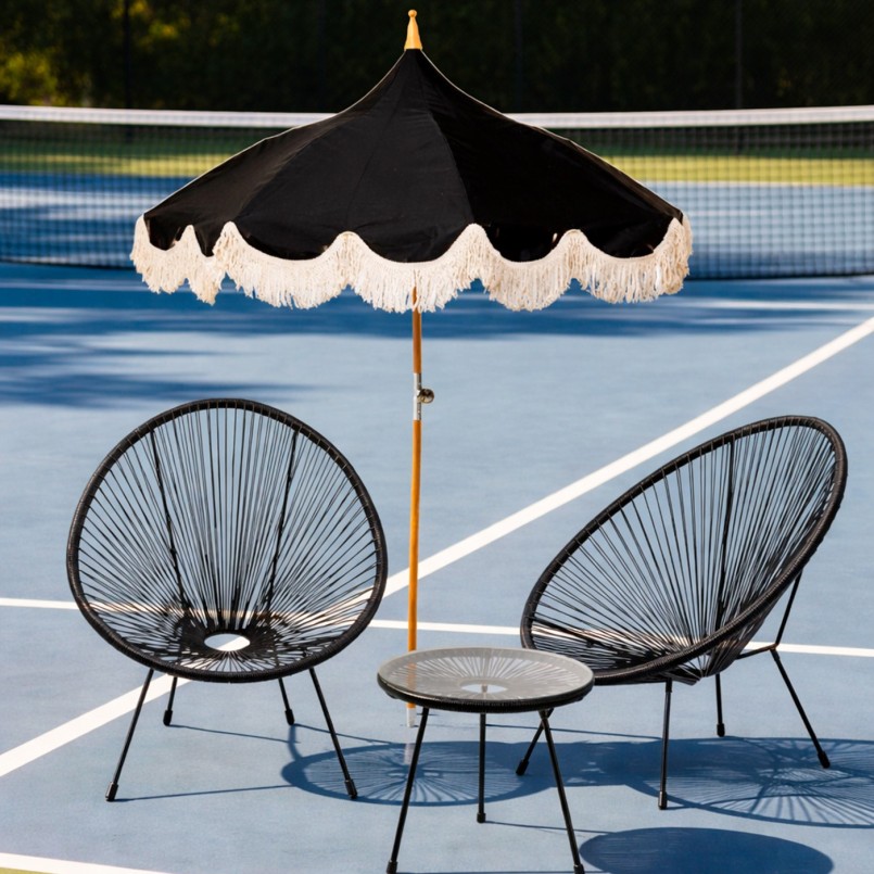 Parasol noir à franges - Hawaii - Kare Design