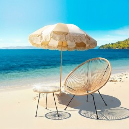 Parasol strepen beige en wit Ø200cm Kare Design