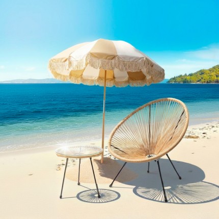 Parasol rayures beige et blanc 220cm Kare Design