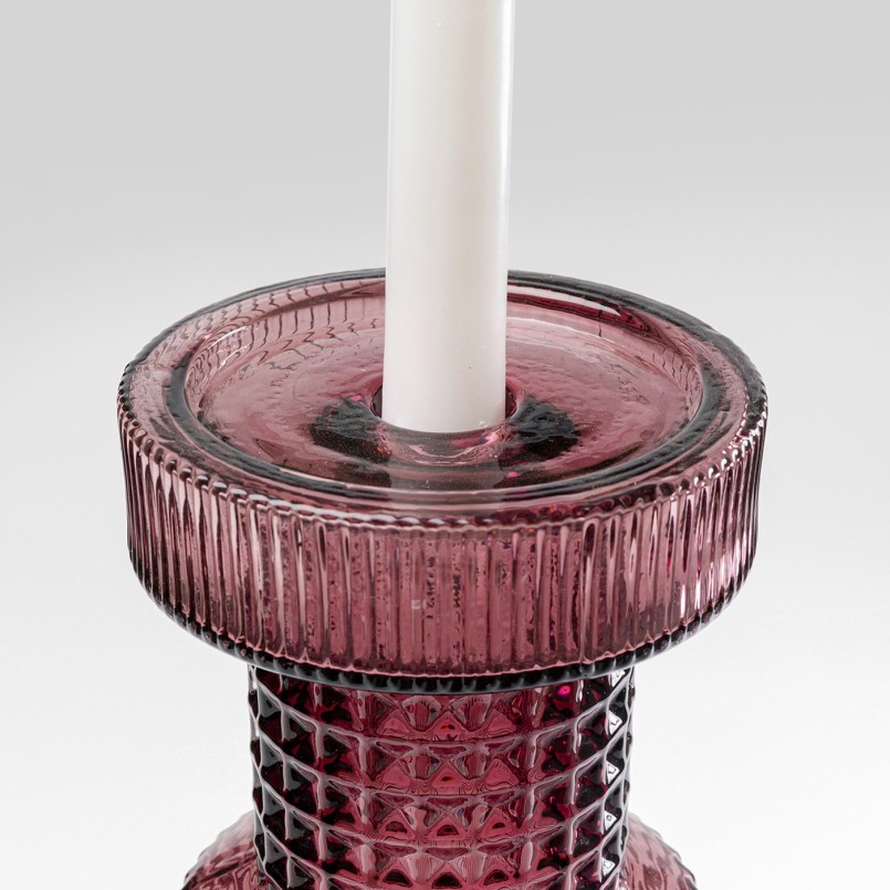 Grijze en roze glazen kandelaar - Marvelous - Kare Design