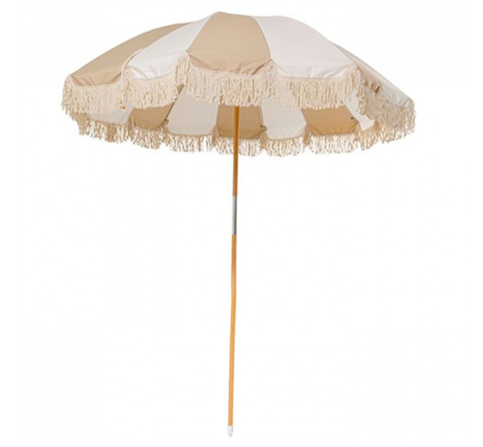 Parasol rayures beige et blanc 220cm Kare Design