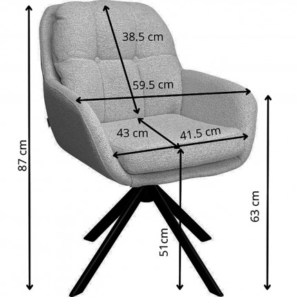 Chaise avec accoudoirs pivotante Molly crème Kare Design