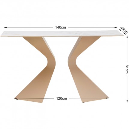 Console Gloria 140x45cm beige ceramic white Kare Design