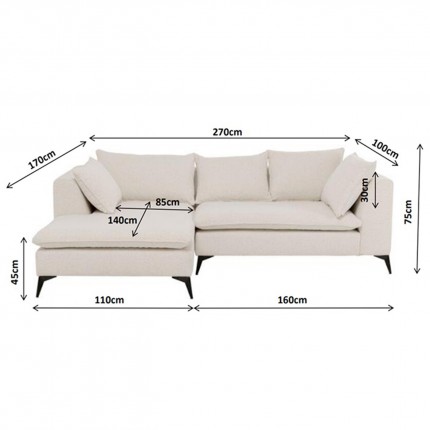 Corner Sofa Jimmy cream left Kare Design