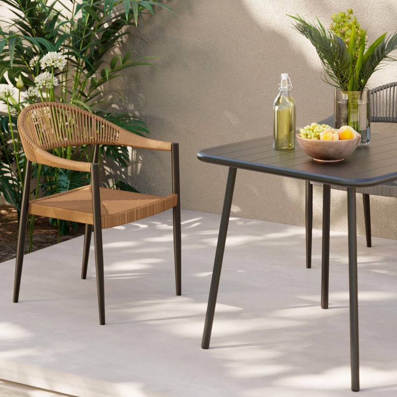 Chaise de jardin avec accoudoirs marron - Palma - Kare Design