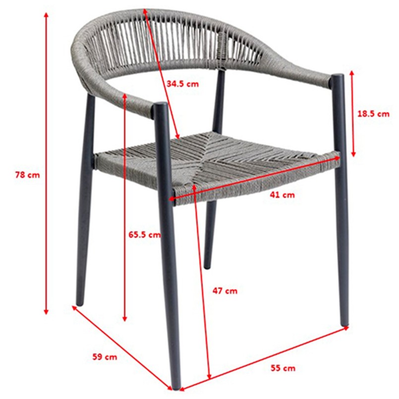 Grey garden chair with arms - Palma - Kare Design