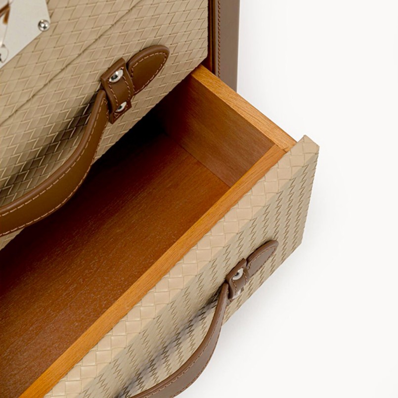 Coiffeuse en simili tressé beige - Venezia - Kare Design