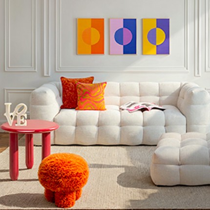 Kruk Plushy oranje Kare Design