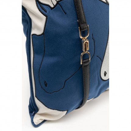 Coussin duo chevaux bleu Kare Design