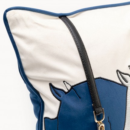 Coussin duo chevaux bleu Kare Design
