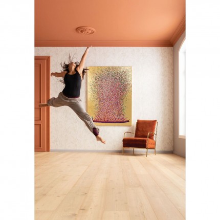 Tableau Touched fleurs pirogue 120x160cm doré et rose Kare Design