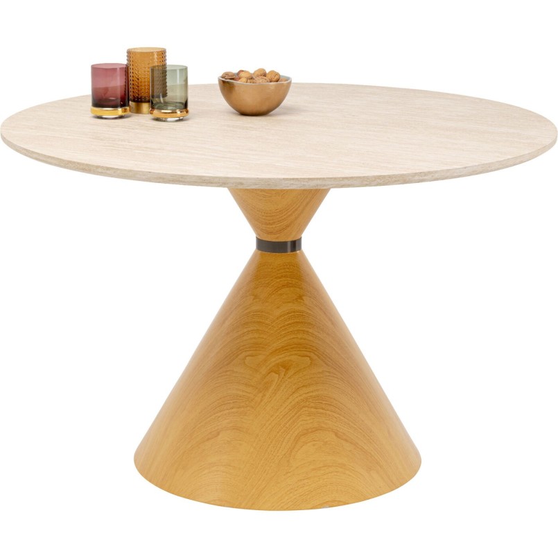 Table Cono Travertin chêne Ø120cm