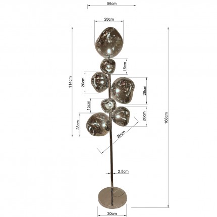 Lampadaire Burbuja 168cm chromé Kare Design